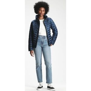 GAP Upcycled Lightweight Puffer Jacket Blue Cheetah Print